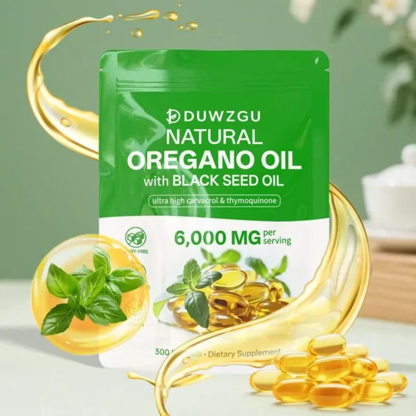 Oregano Oil 6000mg with Black Seed Oil – High Potency Immune Support Supplement (300 Softgels)