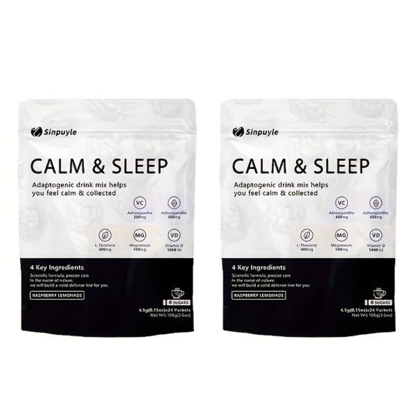 Adaptogenic Tea – Calm & Sleep Drink Mix | Ashwagandha, L-Theanine, Magnesium & Vitamin D | 24 Packets