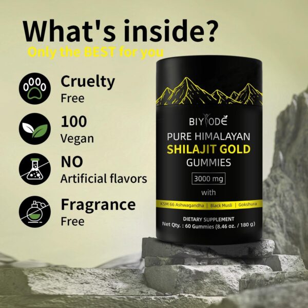himalayan natural shilajit gummies – 3000mg with Ashwagandha, Black Musli & Gokshura | 60 Gummies