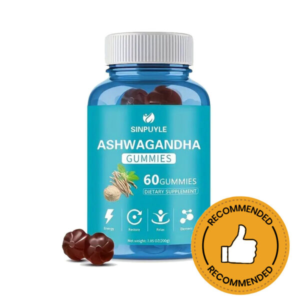 Ashwagandha Gummies – Stress Relief, Energy & Relaxation | 300mg Ashwagandha + Vitamin D2 | 60 Gummies