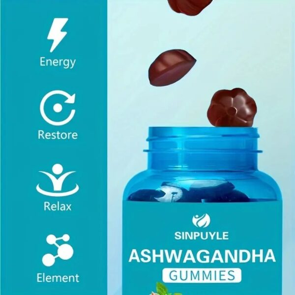Ashwagandha Gummies – Stress Relief, Energy & Relaxation | 300mg Ashwagandha + Vitamin D2 | 60 Gummies