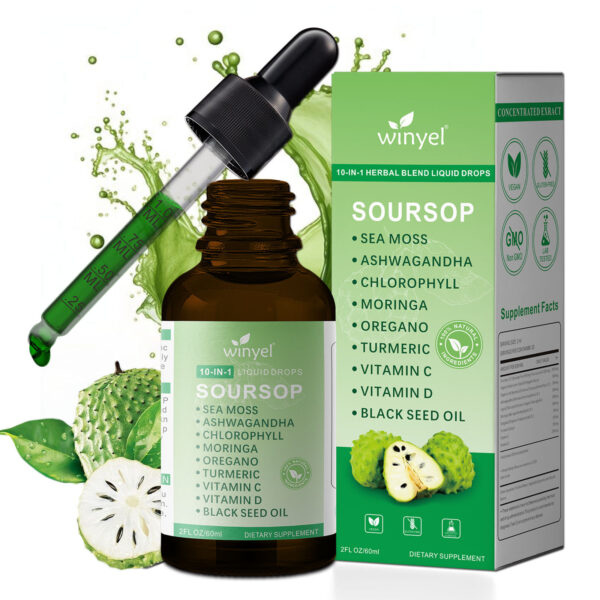 Soursop Drops – 10-in-1 Herbal Liquid with Sea Moss, Ashwagandha & Black Seed Oil | 60ml