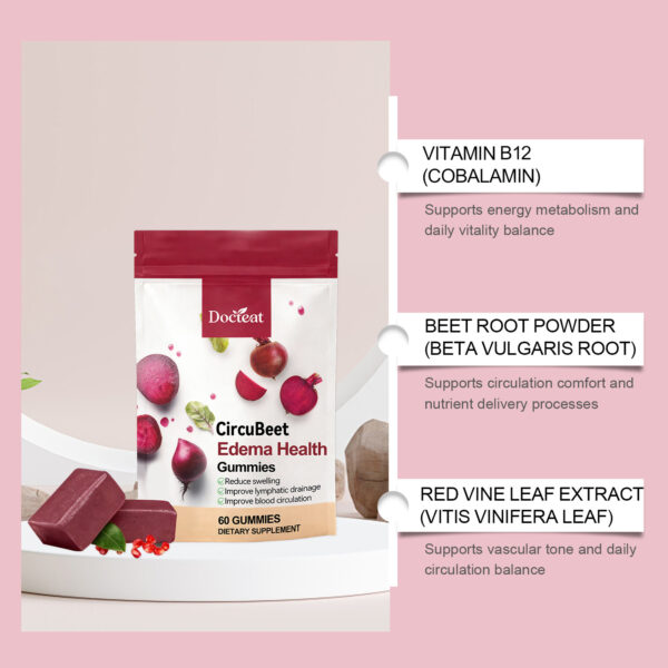 Beet Root Gummies – Reduce Swelling, Lymphatic Drainage & Circulation | 60 Gummies