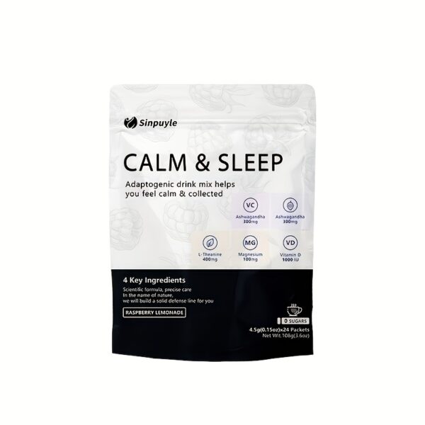 Adaptogenic Tea – Calm & Sleep Drink Mix | Ashwagandha, L-Theanine, Magnesium & Vitamin D | 24 Packets