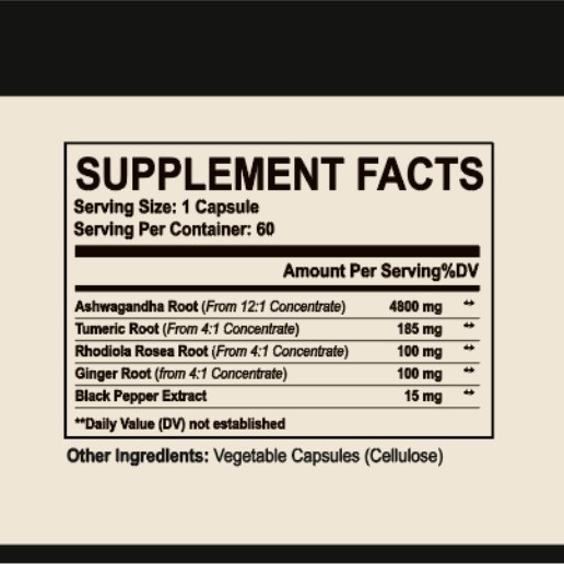 Best Ashwagandha Capsules – KSM-66 500mg | Tumeric, Rhodiola, Ginger & Black Pepper | 60 Capsules