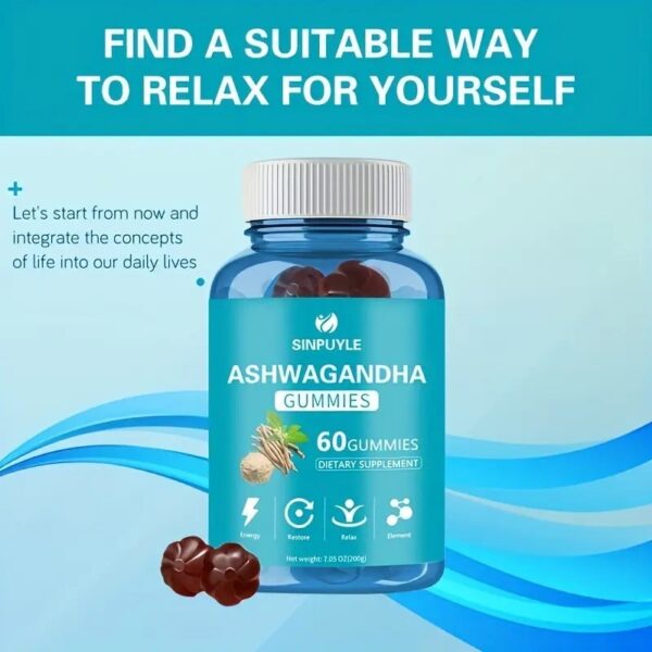 Ashwagandha Gummies – Stress Relief, Energy & Relaxation | 300mg Ashwagandha + Vitamin D2 | 60 Gummies