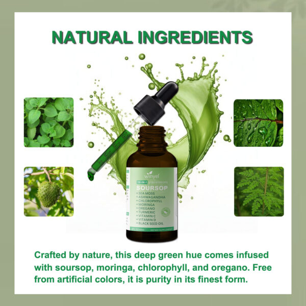 Soursop Drops – 10-in-1 Herbal Liquid with Sea Moss, Ashwagandha & Black Seed Oil | 60ml