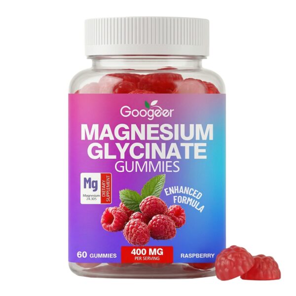 Magnesium Glycinate Gummies – High Absorption for Sleep, Stress & Muscle Recovery (60 Gummies, Raspberry)