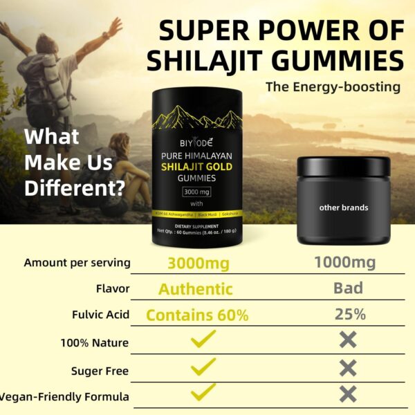 himalayan natural shilajit gummies – 3000mg with Ashwagandha, Black Musli & Gokshura | 60 Gummies
